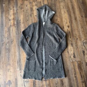 Daytrip Womens Grey/Black Marled Hooded Acrylic Cardigan Sweater Size Small